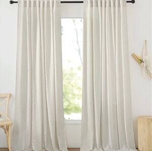 NICETOWN Flax Linen Living Room Curtains 95 inches Long